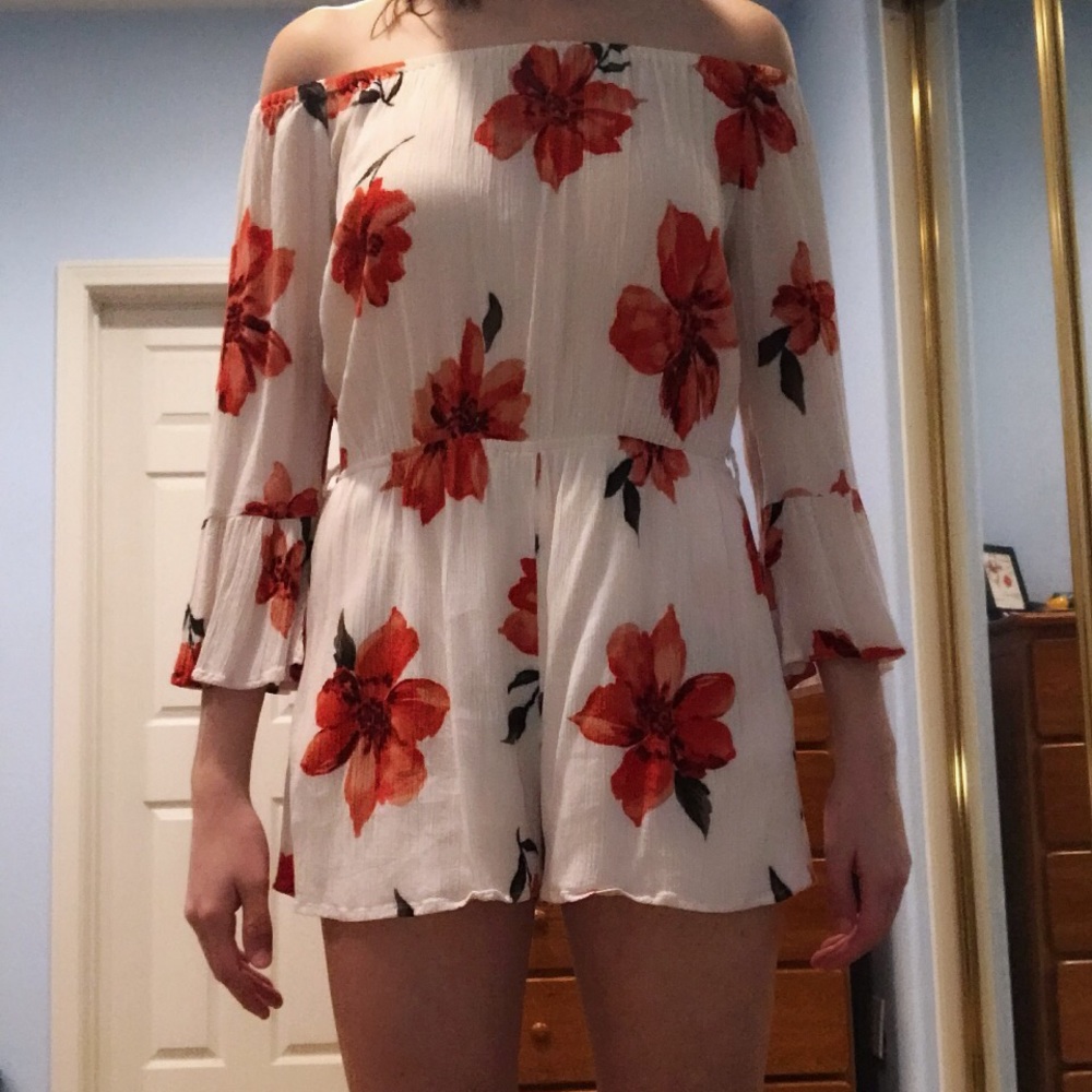 Floral white romper